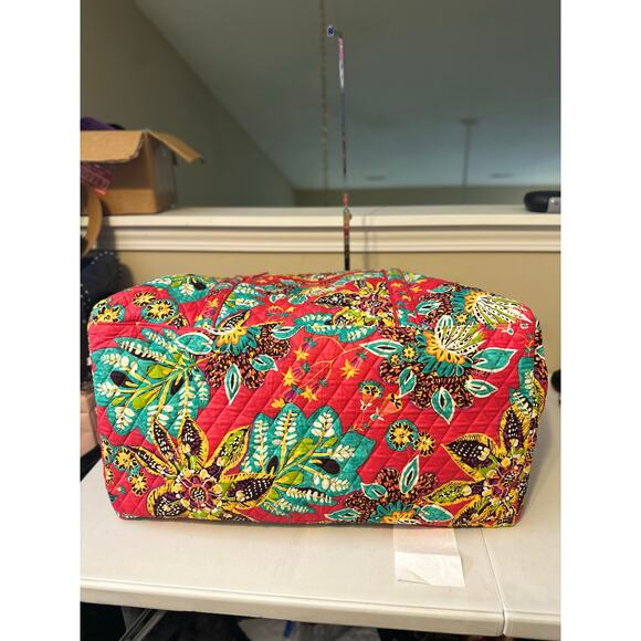 Vera Bradley Bag Red Multi Floral Quilted Duffle Weekender Travel Bag - Picture 8 of 14
